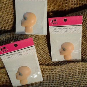 Set of 3  Vintage  Doll Poly Porcelain  Face